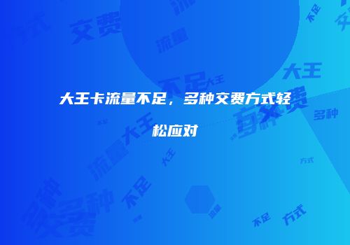 大王卡流量不足，多种交费方式轻松应对