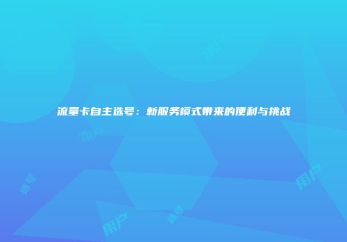 流量卡自主选号：新服务模式带来的便利与挑战