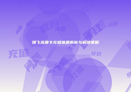 臻飞流量卡充值难题解析与解决策略