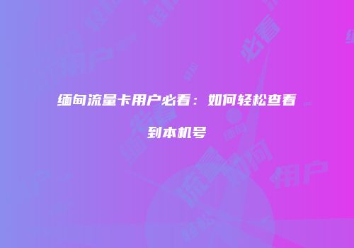 缅甸流量卡用户必看：如何轻松查看到本机号