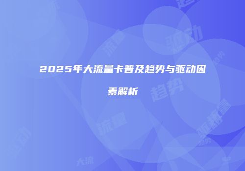 2025年大流量卡普及趋势与驱动因素解析
