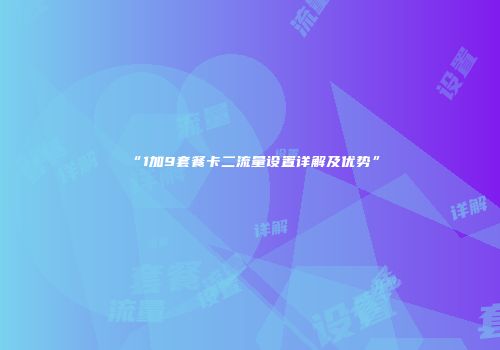 “1加9套餐卡二流量设置详解及优势”