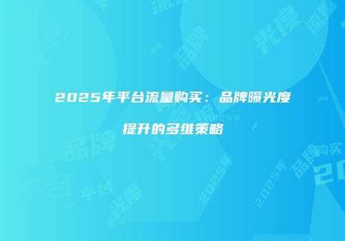 2025年平台流量购买：品牌曝光度提升的多维策略