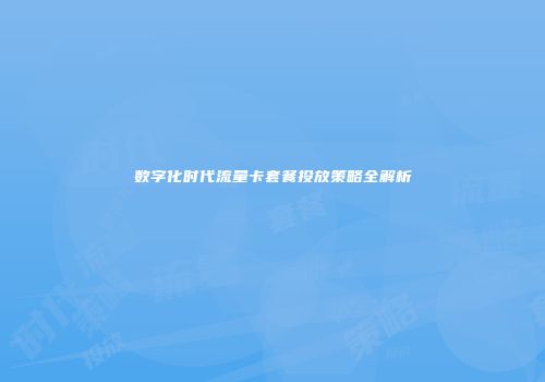 数字化时代流量卡套餐投放策略全解析