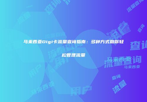 马来西亚Digi卡流量查询指南：多种方式助你轻松管理流量