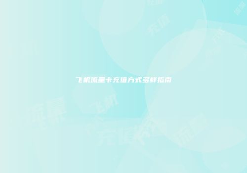 飞机流量卡充值方式多样指南