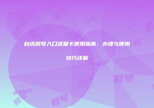 自选靓号入口流量卡使用指南:办理与使用技巧详解