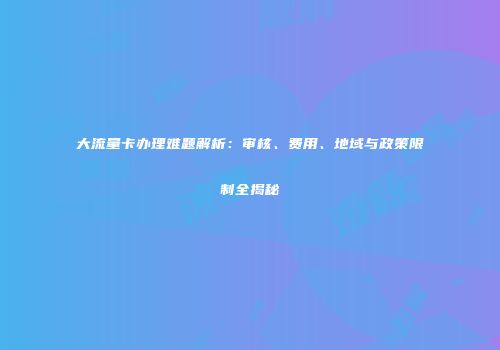 大流量卡办理难题解析：审核、费用、地域与政策限制全揭秘