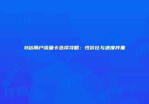 B站用户流量卡选择攻略：性价比与速度并重