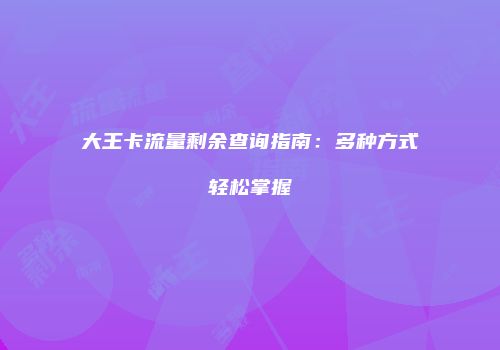 大王卡流量剩余查询指南：多种方式轻松掌握