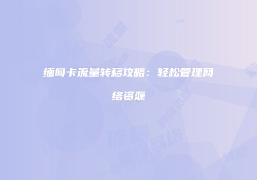 缅甸卡流量转移攻略:轻松管理网络资源