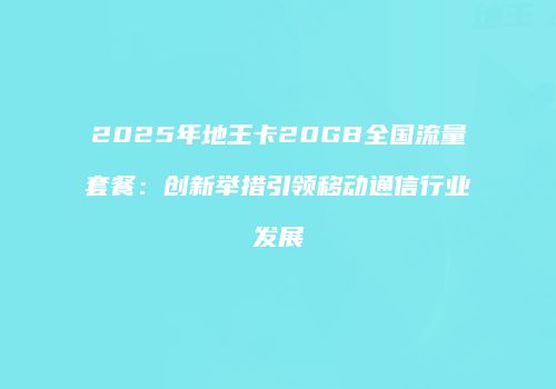 2025年地王卡20GB全国流量套餐：创新举措引领移动通信行业发展