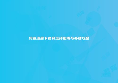 跨省流量卡套餐选择指南与办理攻略