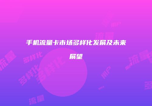 手机流量卡市场多样化发展及未来展望