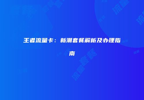 王者流量卡：新潮套餐解析及办理指南