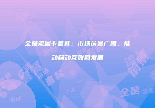 全是流量卡套餐:市场前景广阔,推动移动互联网发展