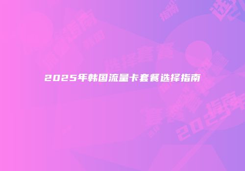 2025年韩国流量卡套餐选择指南