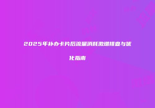 2025年补办卡片后流量消耗激增排查与优化指南