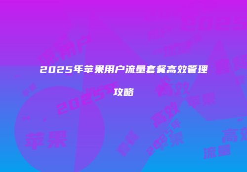 2025年苹果用户流量套餐高效管理攻略
