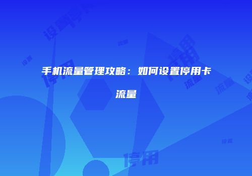 手机流量管理攻略：如何设置停用卡流量