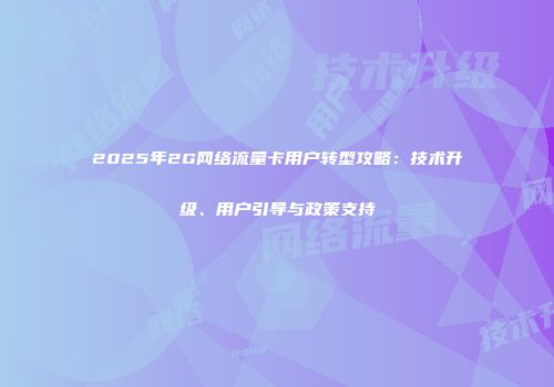 2025年2G网络流量卡用户转型攻略：技术升级、用户引导与政策支持