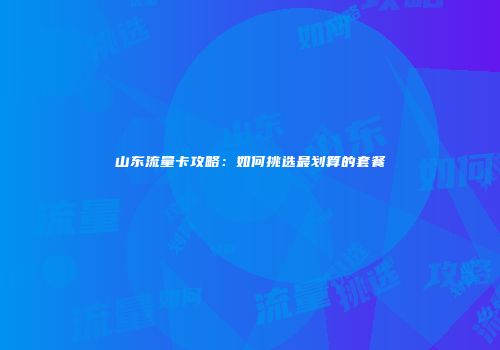山东流量卡攻略：如何挑选最划算的套餐