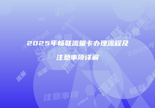 2025年畅联流量卡办理流程及注意事项详解