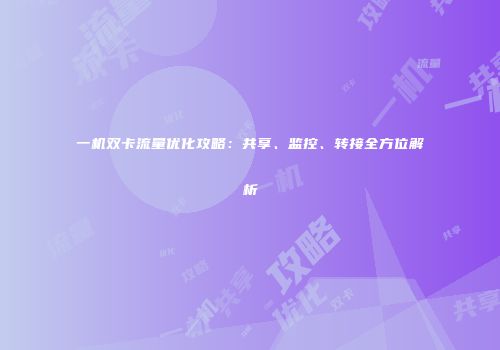 一机双卡流量优化攻略:共享、监控、转接全方位解析