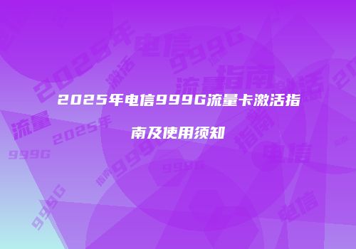 2025年电信999G流量卡激活指南及使用须知