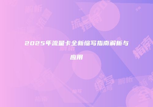 2025年流量卡全新缩写指南解析与应用