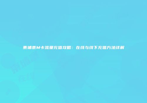 柬埔寨M卡流量充值攻略：在线与线下充值方法详解