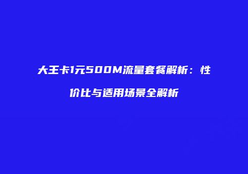大王卡1元500M流量套餐解析:性价比与适用场景全解析