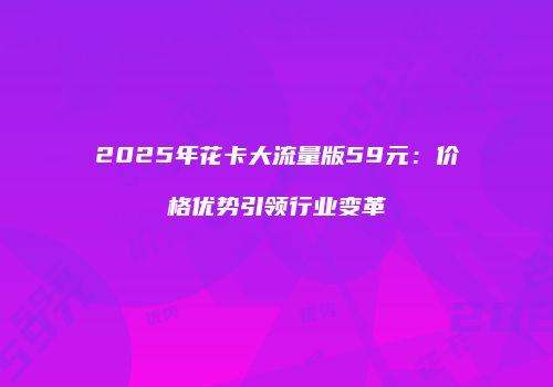 2025年花卡大流量版59元：价格优势引领行业变革