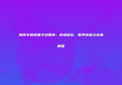 海南专属流量卡经营商:市场定位、服务特色与未来展望