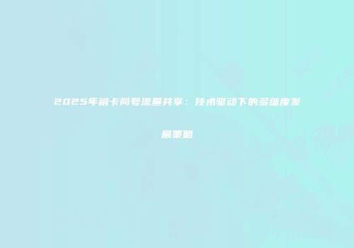2025年副卡同号流量共享：技术驱动下的多维度发展策略