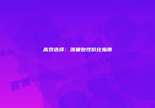 高效选择：流量包性价比指南