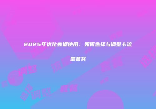 2025年优化数据使用：如何选择与调整卡流量套餐