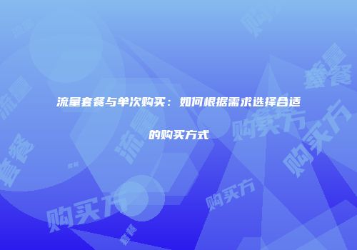 流量套餐与单次购买：如何根据需求选择合适的购买方式