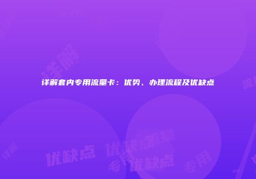 详解套内专用流量卡:优势、办理流程及优缺点