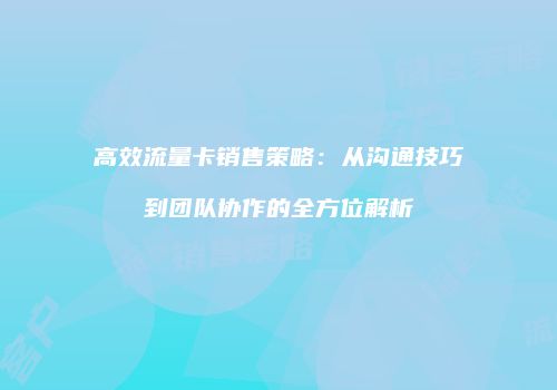 高效流量卡销售策略：从沟通技巧到团队协作的全方位解析