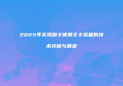 2025年实现副卡使用主卡流量的技术突破与展望