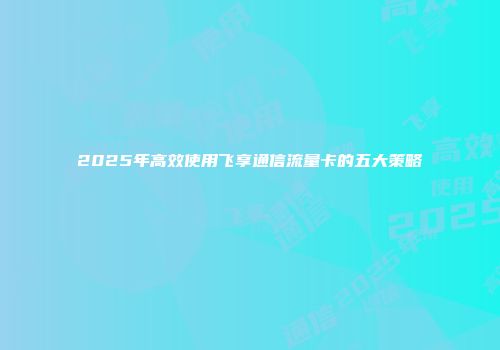 2025年高效使用飞享通信流量卡的五大策略