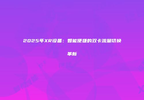 2025年XR设备：智能便捷的双卡流量切换革新