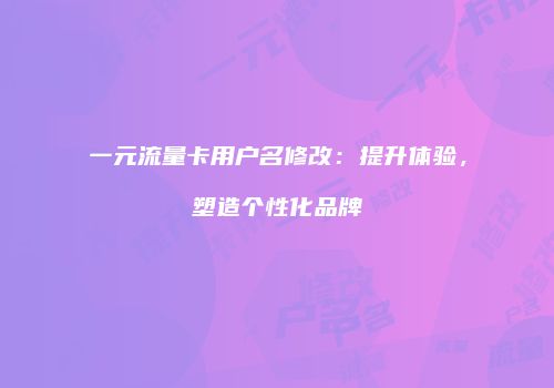 一元流量卡用户名修改：提升体验，塑造个性化品牌