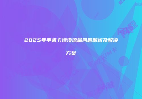 2025年手机卡槽没流量问题解析及解决方案