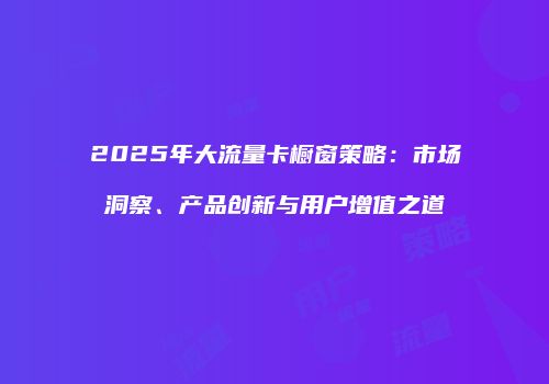 2025年大流量卡橱窗策略:市场洞察、产品创新与用户增值之道