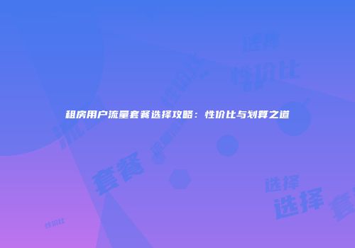 租房用户流量套餐选择攻略：性价比与划算之道