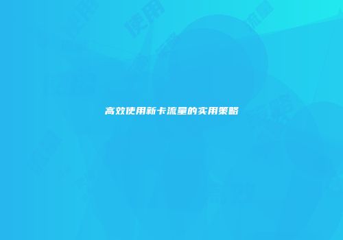 高效使用新卡流量的实用策略