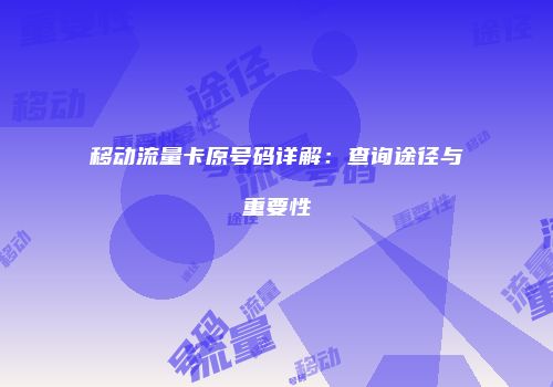 移动流量卡原号码详解：查询途径与重要性