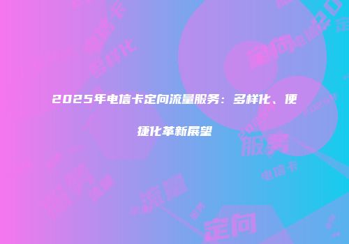 2025年电信卡定向流量服务:多样化、便捷化革新展望